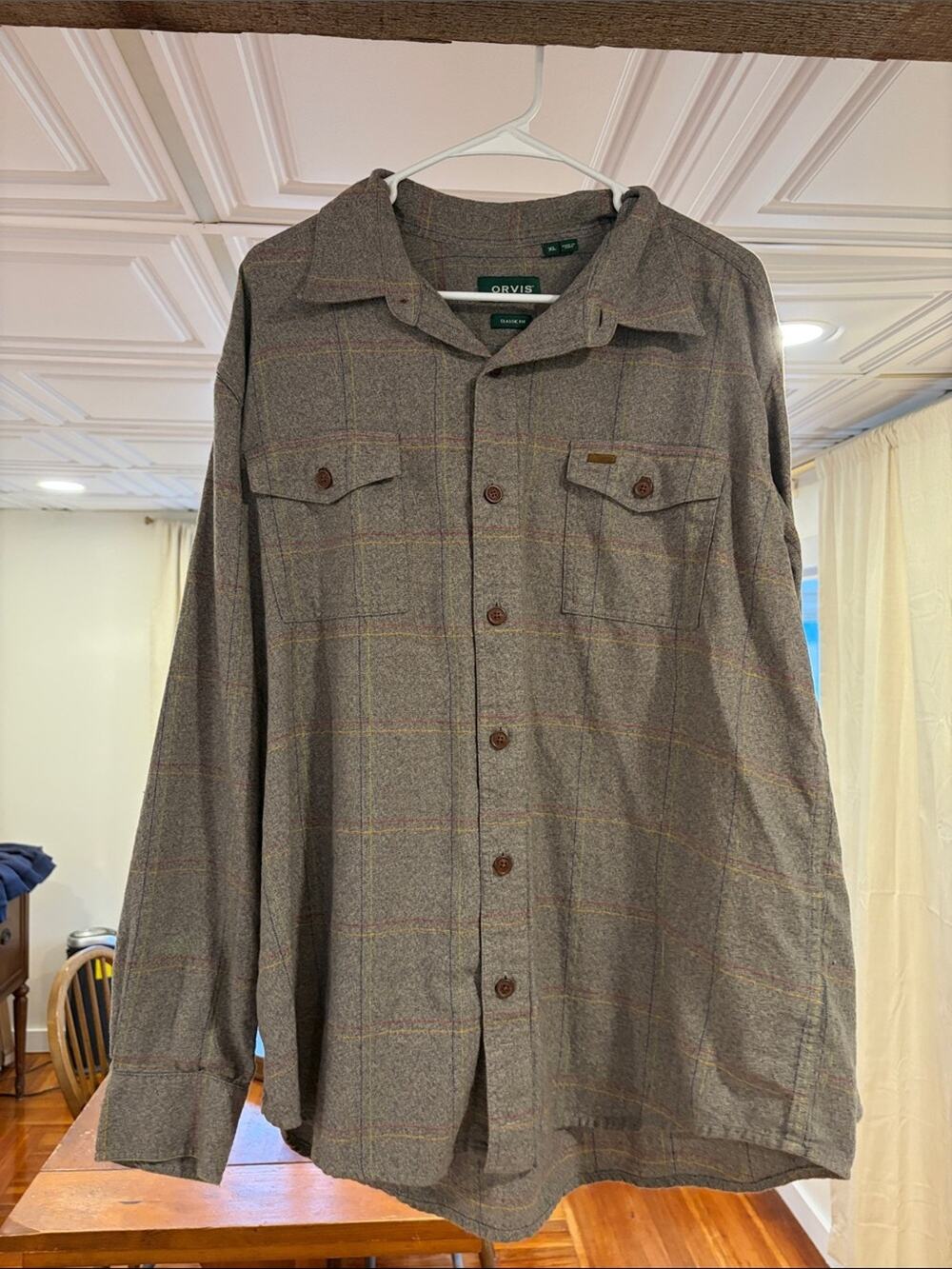 Orvis Brown-Gray Plaid Lightweight Shirt Jacket